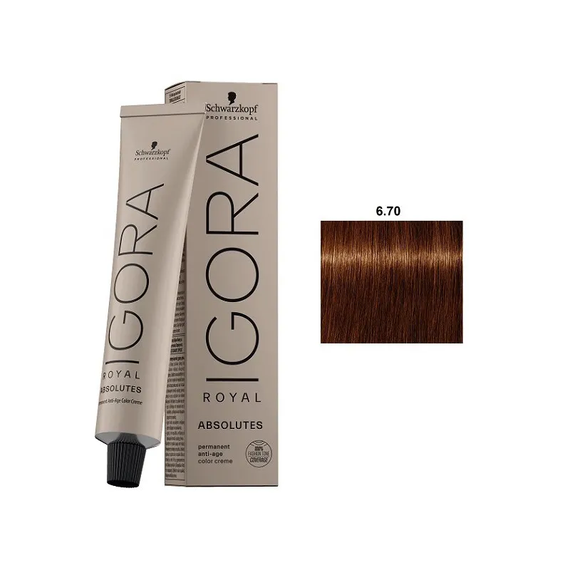 Schwarzkopf IGORA Coloración Permanente 6.70 Castaño Oscuro Caoba | ROYAL ABSOLUTES