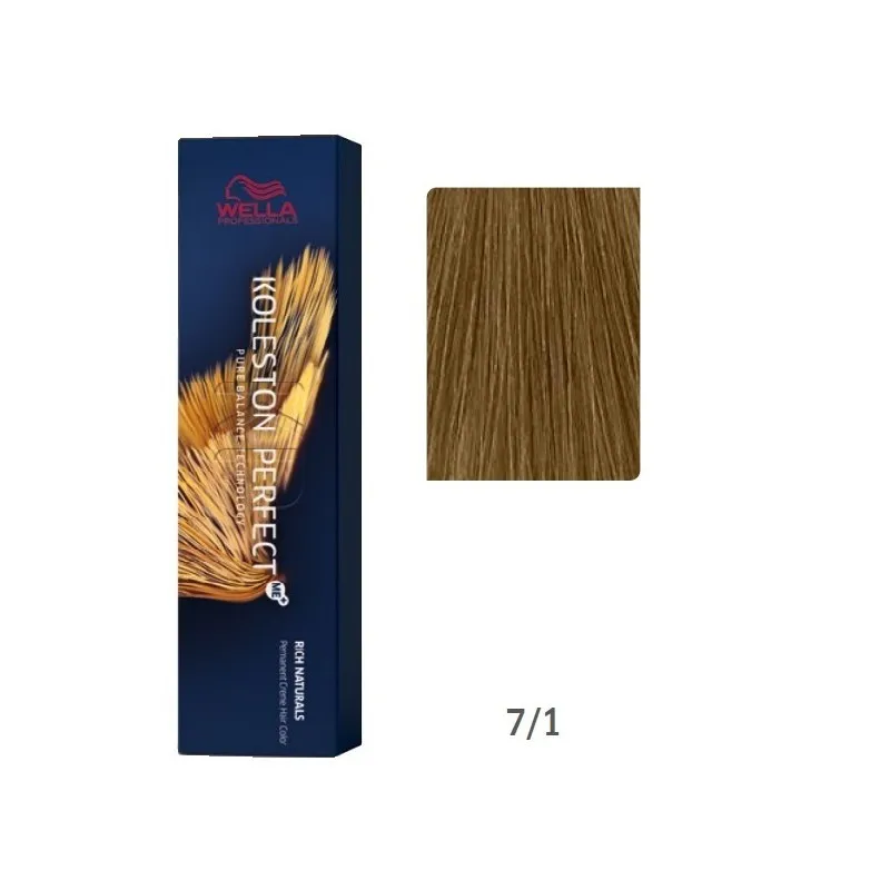 Wella Professionals Koleston Perfect Coloración 7.1 Rubio Medio Ceniza | Wella Professionals