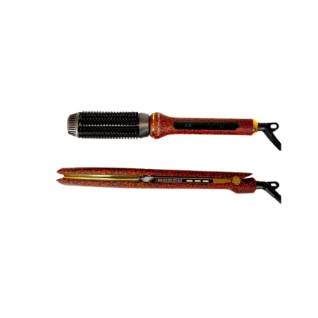 Corioliss Plancha de Pelo C3 Red Leopard + Cepillo Eléctrico Hot Brush