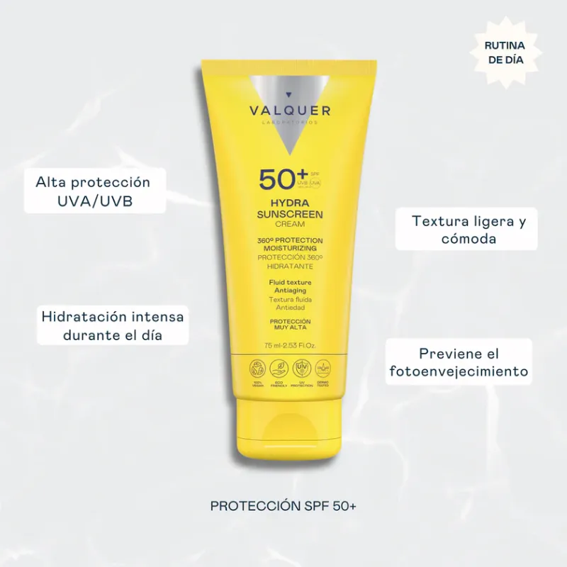 Valquer Hydra Sunscreen SPF 50+ Crema Solar Facial Hidratante 75 ml | Valquer Profesional