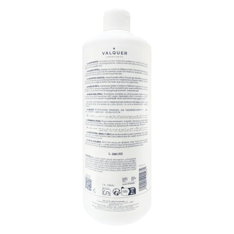 Valquer Laboratorios Champú Cebolla Estimulante capilar 1000ml - reverso (INCI / modo de empleo)