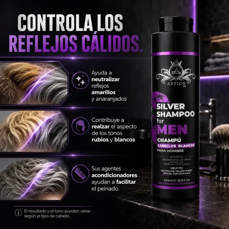 Artico Silver Shampoo Champú Neutralizador de Tonos Amarillos 500ml | ARTICO