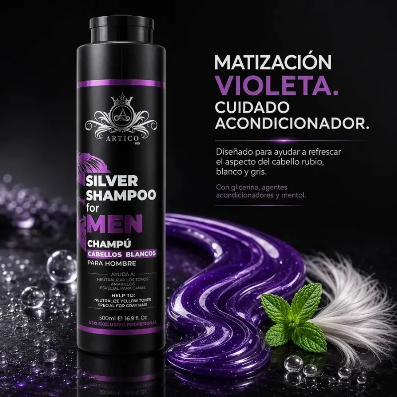Artico Silver Shampoo Champú Neutralizador de Tonos Amarillos 500ml | ARTICO
