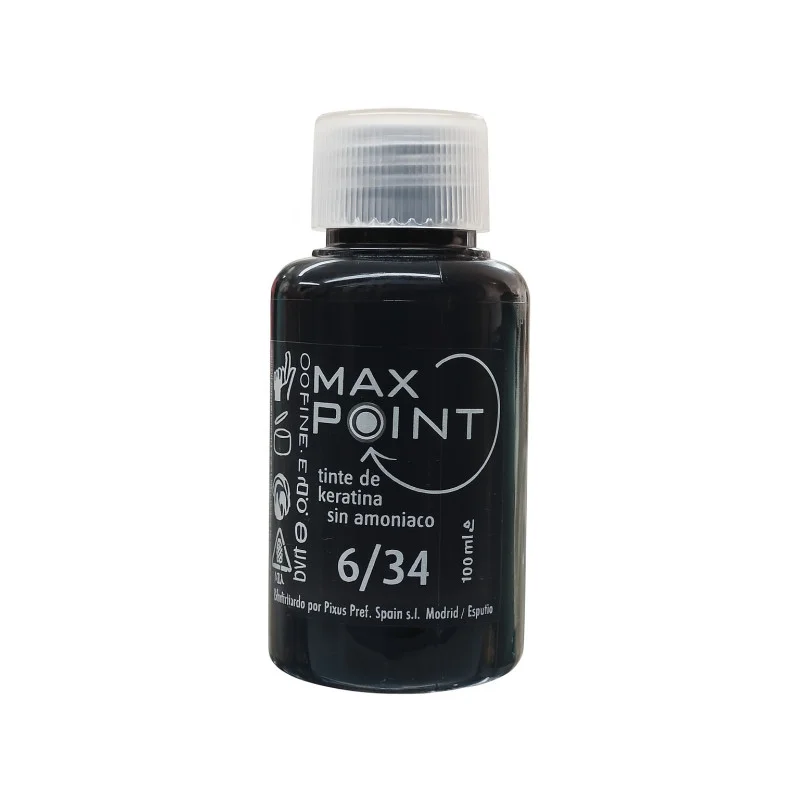 Max Point Nº6/34 Rubio Oscuro Dorado CobrizoTinte de Keratina Sin Amoniaco 60ml