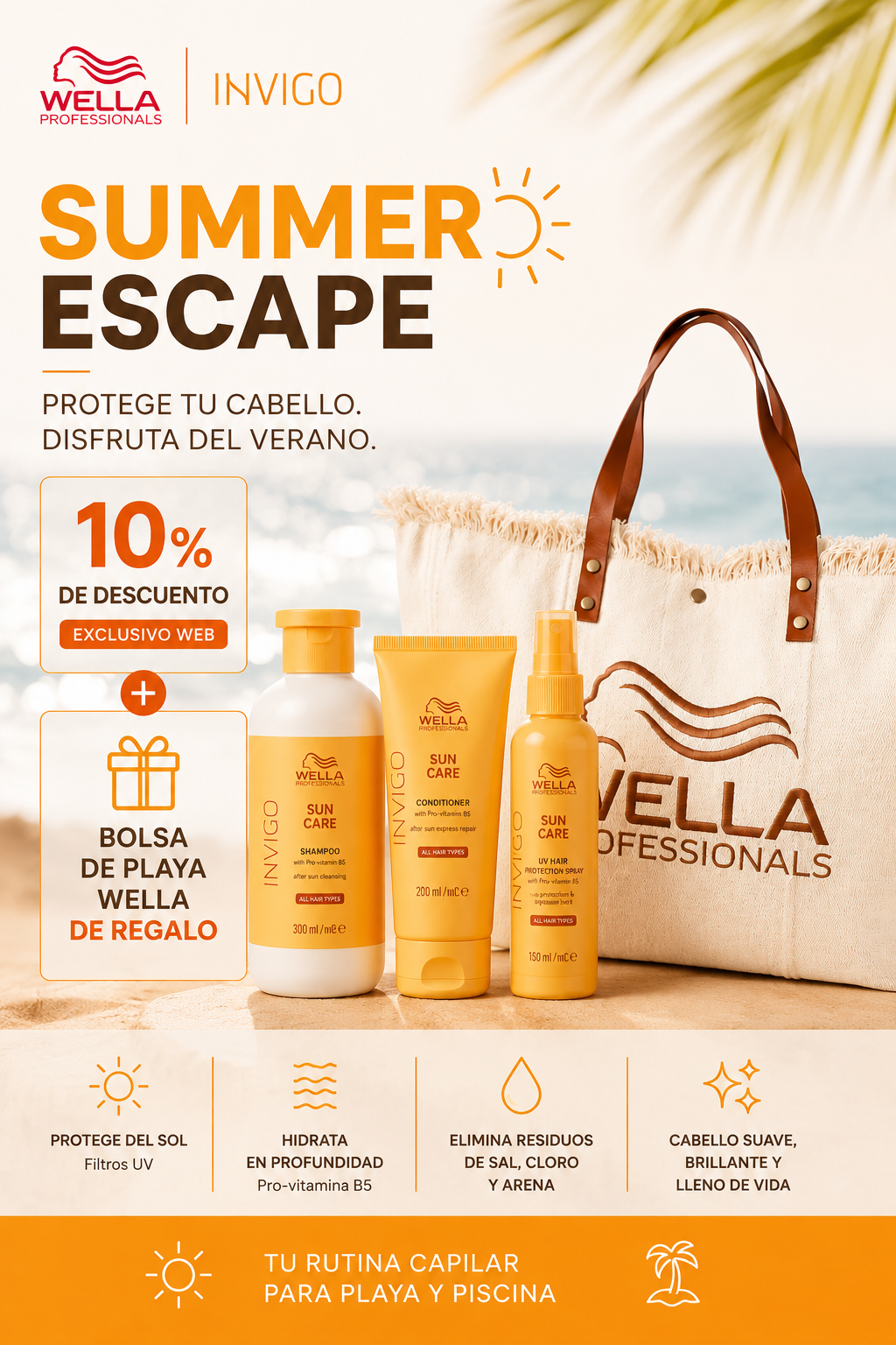 ☀️ Pack Summer Escape Wella Invigo Sun | Bolsa de Playa de Regalo + 10% DTO